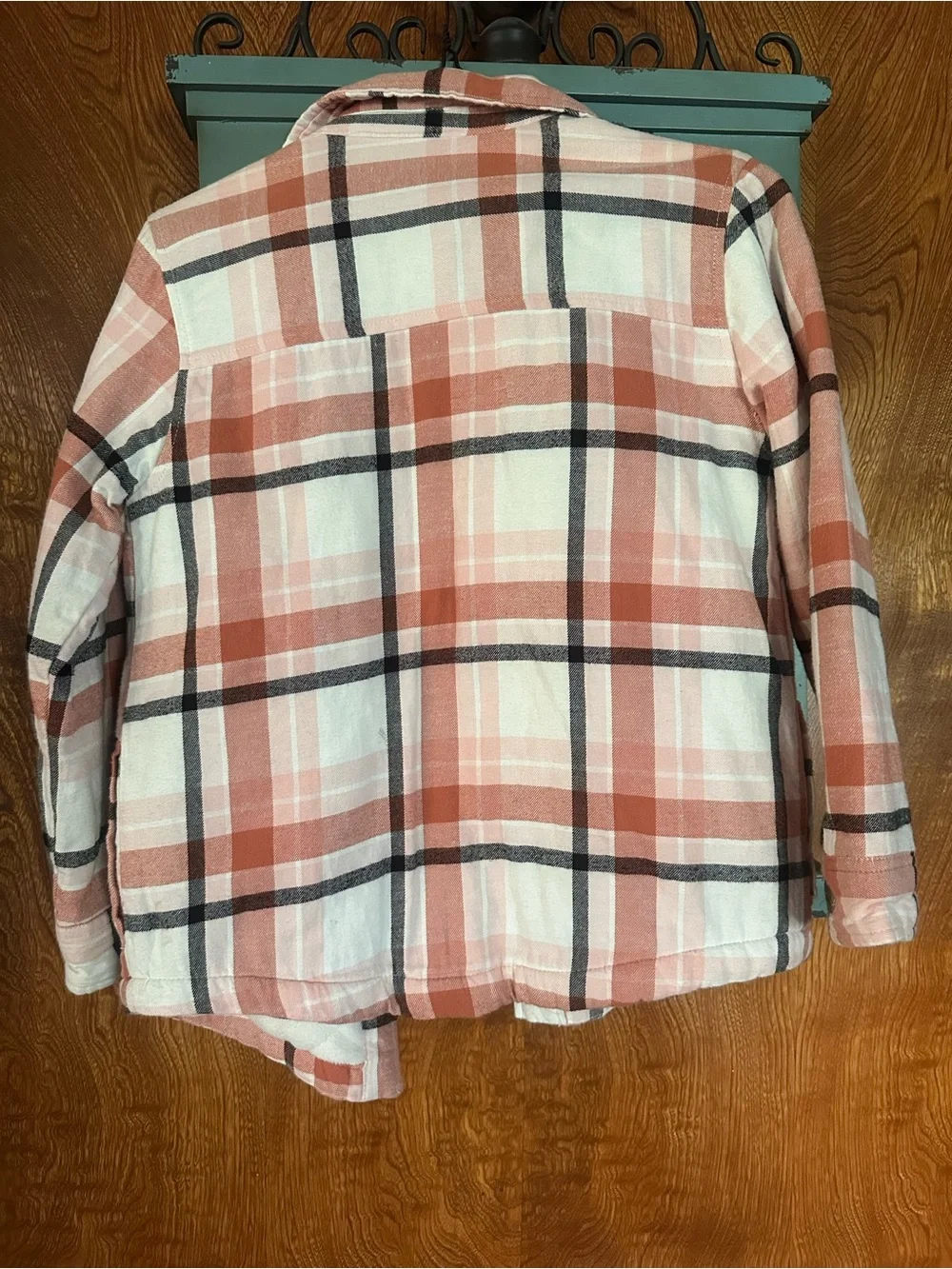 wonder nation Pink & White Plaid Sherpa-Lined Shacket